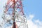Parts of telecommunication tower with blue sky