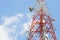 Parts of telecommunication tower with blue sky