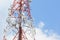 Parts of telecommunication tower with blue sky