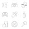 Parturition icons set, outline style