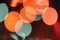 Party abstract bokeh light background, blurred round festive circles