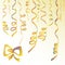 Party background with gold streamers