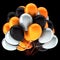 Party balloon orange white black colorful. helium balloons