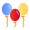 Party balloons flat icon. Balloon color icons in trendy flat style. Three balloons gradient style design, designed for