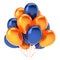 Party balloons orange blue colorful. helium balloon bunch