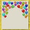 Party balloons writing paper marble background