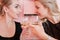 Party blonde women wine glass female hangout