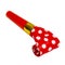 Party blowout noisemaker red color dots horn isolated on the white background