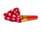 Party blowout noisemaker red color dots horn isolated on the white background