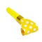 Party blowout noisemaker yellow color dots horn isolated on the white background