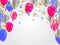 Party Border of realistic colorful helium balloons, ww celebration background