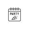 Party calendar line icon