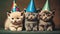 Party cats wearing hats