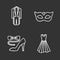 Party clothes chalk icons set