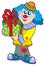 Party clown with gift