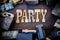 Party Concept Wood and Rusted Metal Letters