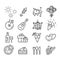 Party or congratulations concept icon set isolated. Modern minimal outline