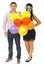 Party couple with balloons