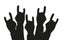 Party crowd raised rock hands silhouettes at a concert - concept of a rock background Vector illustration