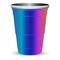 Party cup realistic vector illustration. Metallic mockup isolated on white background.