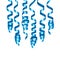 Party decorations blue streamers or curling party ribbons. Vector illustration