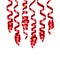 Party decorations red streamers or curling party ribbons. Vector illustration