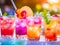 Party with different colorful cocktails, generative ai