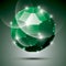 Party dimensional green sparkling disco ball. Vector abstract ga
