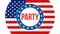Party election on a USA background, 3D rendering. United States of America flag waving in the wind. Voting, Freedom Democracy,
