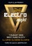 Party electro night colorful flyer template vector in gold color with 3D element