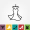 Party Fashion Dress Icon or Silhouette with Clothes Hanger Isolated