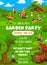 Party flyer, cartoon garden gnome dwarf characters