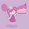 Party girl with cake and balloon