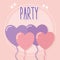 Party letterig with ballons with shape of heart