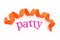 Party letters and orange ribbon