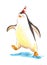 Party penguin walking aimlessly watercolor illustration