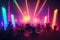 Party people enjoy concert by dancing in nightclub party Created with Generative AI technology