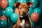 Party-Ready Pitbull Puppy: Dapper Attire and Playful Charm on Pastel Canvas