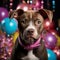 Party-Ready Pitbull Puppy: Dapper Attire and Playful Charm on Pastel Canvas