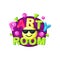 Party room logo template design, bright colorful emblem for childish playground, childrens zone, game and fun area