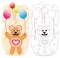 Party teddy bear with balloons