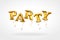 Party vector Gold letter metallic balloons. characters in the air. For celebration, date, invitation, event, card. Shine glossy