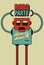 Party vintage poster with retro robot. Vector illustration.