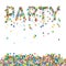 PARTY - Written with Confetti. Colourful Vector Illustration