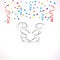 Partying confetti cartoon people card vector banner