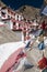 Parying flags at budhist monastery Rhizong, Ladakh, India