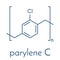 Parylene C polymer, chemical structure. Skeletal formula.