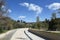 PASADENA, CALIFORNIA - 26 MAR 2021: Concrete Channel in the Lower Arroyo Seco looking towards the Colorado Street Bridge
