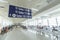 Pasay, Metro Manila, Philippines - A hanging sign showing the direction of boarding gates at Terminal 3 of NAIA