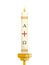 Paschal candle for Easter vigil of Holy Week above golden candlestick